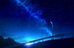 commentary_request grass guard_rail highres lamppost milky_way mks night night_sky no_humans original outdoors power_lines scenery sky star_(sky) starry_sky 