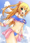  1girl aruha bare_shoulders blonde_hair breasts cleavage commentary_request dark_magician_girl detached_sleeves duel_monster hat large_breasts long_hair smile solo yu-gi-oh! yuu-gi-ou_duel_monsters 