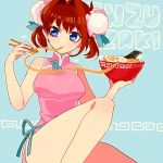  1girl bad_id bad_pixiv_id blue_eyes breasts brown_hair china_dress chinese_clothes dress large_breasts mazaki_anzu nns146 short_hair smile solo yu-gi-oh! yuu-gi-ou_duel_monsters 