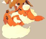  black_eyes crying eevee flareon fluffy grey_background hideko_(l33l3b) lying no_humans on_back one_eye_closed parted_lips pokemon pokemon_(creature) simple_background tears 