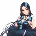  1girl aconitea anchor black_hair blue_eyes breasts choker cleavage collarbone long_hair medium_breasts open_mouth original sleeveless solo upper_body 