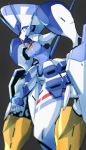  absurdres blue_eyes closed_mouth commentary darling_in_the_franxx delphinium_(darling_in_the_franxx) dual_wielding highres humanoid_robot mecha no_humans park_bandi polearm simple_background solo weapon 