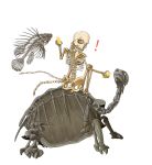  ! absurdres doitsuken fish fox_child_(doitsuken) galapagos_tortoise highres holding looking_at_viewer looking_back multiple_tails original simple_background skeleton skull tail tortoise turtle two_tails white_background 