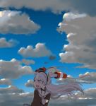  amatsukaze_(kantai_collection) closed_eyes clouds cloudy_sky hair_ornament imai_tetsuya kantai_collection ribbon sky white_hair 