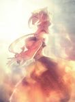  1girl bare_shoulders blurry blurry_background breasts check_character crown dress gourgeist large_breasts long_hair moe_(hamhamham) personification pokemon profile red_eyes solo standing 