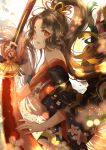  1girl breasts japanese_clothes kimono long_hair looking_at_viewer onmyoji paujiou sword weapon yellow_eyes youtouhime 