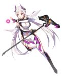  1girl absurdres closers full_body highres holding levia_(closers) long_hair magic official_art red_star_alliance solo violet_eyes white_hair 