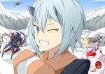  blue_hair character_request coat commentary_request gloves io_(pso2) mecha multiple_girls open_mouth phantasy_star phantasy_star_online_2 shiver_(siva-hl) short_hair 