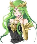  1girl anru_(a-alsace-a) goddess green_eyes green_hair highres kid_icarus kid_icarus_uprising long_hair looking_at_viewer palutena simple_background solo tiara 