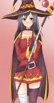  alternate_costume black_hair cosplay highres kono_subarashii_sekai_ni_shukufuku_wo! long_hair mahdi megumin megumin_(cosplay) thigh-highs yahari_ore_no_seishun_lovecome_wa_machigatteiru. yukino yukinoshita_yukino zettai_ryouiki 