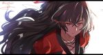  1girl artist_name bangs black_hair closed_mouth hair_between_eyes isshiki_(ffmania7) letterboxed lips long_hair looking_at_viewer raven_branwen red_eyes rwby sidelocks signature solo twitter_username upper_body very_long_hair 