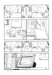  1girl camera cellphone comic computer flip_phone greyscale hair_ribbon highres himekaidou_hatate kawashina_(momen_silicon) laptop long_hair monochrome page_number phone photo_(object) pointy_ears ribbon touhou translation_request twintails 