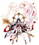  1girl animal_ears anklet ara_han artist_request bare_legs black_gloves black_hair breasts choker cleavage closed_mouth dress elsword fox fox_ears full_body gloves hair_between_eyes heterochromia holding holding_spear holding_weapon jewelry legs long_hair looking_at_viewer multicolored_hair official_art partly_fingerless_gloves polearm red_eyes single_glove smile solo spear tassel two-tone_hair weapon white_dress white_hair yellow_eyes 
