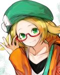  1girl bel_(pokemon) blonde_hair commentary_request glasses green_eyes hat highres nishiide_kengorou pokemon pokemon_(game) pokemon_bw2 short_hair solo 