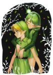  blonde_hair blue_eyes closed_eyes fairy green_hair hairband hat hug kokiri link magore997 pointy_ears saria smile the_legend_of_zelda the_legend_of_zelda:_ocarina_of_time young_link 