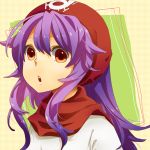  1girl commentary_request curly_hair dragon_quest dragon_quest_ii dress hood long_hair princess_of_moonbrook purple_hair solo touno_ako white_dress white_robe 