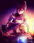  1boy 1girl bodysuit gloves hair_ornament jacket long_hair meleph_(xenoblade) military military_uniform rex_(xenoblade_2) shiro_hunter short_hair sleeping smile uniform xenoblade xenoblade_2 