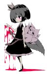  1girl blood crown flower full_body high_heels kuroneko_no_toorimichi plant rose rose_(rose_to_tasogare_no_kojou) rose_to_tasogare_no_kojou short_hair simple_background solo spot_color standing thorns vines violet_eyes white_background 