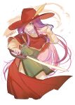  absurdres cape faris_scherwiz final_fantasy final_fantasy_v green_eyes hanaon hat highres holding holding_sword holding_weapon long_hair one_eye_covered purple_hair red_cape red_headwear red_mage sword weapon 