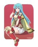  1girl aqua_hair armor blue_eyes blue_hair blush cape cute eirika fire_emblem fire_emblem:_seima_no_kouseki fire_emblem:_the_sacred_stones fire_emblem_8 fire_emblem_heroes gloves highres intelligent_systems long_hair looking_at_viewer nintendo sarukaiwolf skirt smile solo super_smash_bros. thigh-highs zettai_ryouiki 