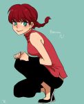  1girl artist_request blue_eyes braid breasts chinese_clothes genderswap genderswap_(mtf) long_hair medium_breasts ranma-chan ranma_1/2 redhead saotome_ranma single_braid smile solo 