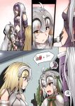  ahoge bell blonde_hair breasts cleavage comic fate/apocrypha fate/grand_order fate_(series) ginhaha headpiece jeanne_d&#039;arc_(alter)_(fate) jeanne_d&#039;arc_(fate) jeanne_d&#039;arc_(fate)_(all) jeanne_d&#039;arc_alter_santa_lily multiple_persona navel pregnant silent_comic silver_hair 