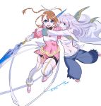  2girls arika_yumemiya jumping mashiro_blan_de_windbloom multiple_girls my-otome tow0 white_background 