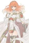 1girl armor artist_request cape celica_(fire_emblem) dress fire_emblem fire_emblem_echoes:_mou_hitori_no_eiyuuou gloves highres jewelry long_hair red_eyes redhead smile solo tiara 