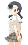  arms_behind black_hair korita lowres short_twintails skirt twintails 