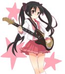  bad_id bass_guitar cosplay guitar hair_ribbon hiiragi_kagami hiiragi_kagami_(cosplay) instrument k-on! konno_seara long_hair lucky_star ribbon school_uniform solo twintails 