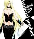  belts blonde_hair breasts cleavage devil_may_cry hair_over_one_eye long_hair midriff puyoko trish 