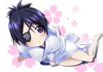  bad_id blue_hair blush chrome_dokuro eyepatch japanese_clothes katekyo_hitman_reborn katekyo_hitman_reborn! lying momoiro_tanuki on_side purple_eyes short_hair violet_eyes 