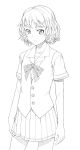  monochrome nekomura ribbon school_uniform short_hair 