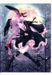   black_dress braided_hair rabbit_ears long_hair moon purple_hair rose snow  