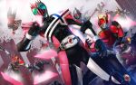  card_with_aura city highres holding holding_card kamen_rider kamen_rider_555 kamen_rider_agito kamen_rider_agito_(series) kamen_rider_blade kamen_rider_blade_(series) kamen_rider_dcd kamen_rider_decade kamen_rider_den-o kamen_rider_den-o_(series) kamen_rider_faiz kamen_rider_hibiki kamen_rider_hibiki_(series) kamen_rider_kabuto kamen_rider_kabuto_(series) kamen_rider_kiva kamen_rider_kiva_(series) kamen_rider_kuuga kamen_rider_kuuga_(series) kamen_rider_ryuki kamen_rider_ryuki_(series) obui ruins 