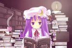  amaa_(chou_dennou_jidai) cup hat lantern library long_hair mug patchouli_knowledge purple_eyes purple_hair solo touhou violet_eyes voile 