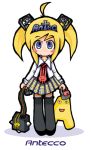  antec antecco blonde_hair blue_eyes computer_fan mascot necktie thighhighs twintails 