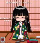  :&lt; bangs black_hair blunt_bangs chibi enma_ai hime_cut japanese_clothes jigoku_shoujo kimono shaking tears 