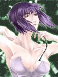  breasts cable cleavage ghost_in_the_shell ghost_in_the_shell_stand_alone_complex koni kusanagi_motoko lipstick purple_hair red_eyes short_hair solo 