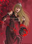  blonde_hair blood breasts chain chains elbow_gloves gloves hime_(kaibutsu_oujo) hinoki impossible_clothes impossible_shirt kaibutsu_oujo lilianne open_mouth red_eyes shirt tiara 