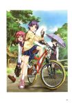  bicycle gloves happoubi_jin highres ishibashi_tsubame maruishi_otona purple_hair school_uniform separate_blue sweet_body tsunoda_hiwako 