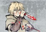  blonde_hair blood dagger knife male short_hair solo thorfinn vinland_saga weapon 