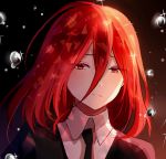  absurdres ahoge androgynous gem_uniform_(houseki_no_kuni) highres houseki_no_kuni looking_at_viewer mercury necktie red_eyes redhead sad shinsha_(houseki_no_kuni) short_hair solo upper_body 