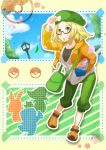  1girl absurdres bel_(pokemon) blonde_hair breasts commentary_request dress green_eyes hat highres pokemon pokemon_(game) pokemon_bw pokemon_bw2 short_hair solo toriatamamomiji 