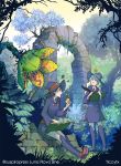  2girls book diana_cavendish forest hat highres kagari_atsuko little_witch_academia multiple_girls nature ruins school_uniform ticcy twitter_username witch_hat 