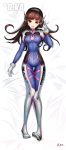  1girl absurdres acronym animal_print arm_at_side artist_name bangs bed_sheet blue_bodysuit bodysuit bracer breasts brown_eyes brown_hair bunny_print character_name clothes_writing covered_navel d.va_(overwatch) dakimakura facepaint facial_mark full_body gloves head_tilt headphones high_collar highres jjickjjicke long_hair looking_at_viewer lying on_back overwatch parted_lips pilot_suit pink_lips ribbed_bodysuit shoulder_pads signature skin_tight small_breasts smile solo swept_bangs thigh_gap tongue tongue_out whisker_markings white_background white_gloves 
