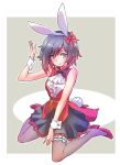  1girl animal_ears blush bunny_tail commentary cravat high_heels iesupa rabbit_ears ruby_rose rwby sleeve_cuffs solo tail thigh-highs 