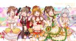  5girls :d ahoge armband bare_shoulders belt black_gloves blue_eyes blush bow bracer braid breasts brown_hair choker clenched_hand crossed_arms dress flower frilled_dress frills gloves hair_bow hair_ornament hand_on_hip hands_up heart_hair_ornament highres hino_akane_(idolmaster) hori_yuuko hoshi_shouko idolmaster idolmaster_cinderella_girls idolmaster_cinderella_girls_starlight_stage large_breasts long_hair looking_at_viewer medium_breasts midriff multiple_girls navel open_mouth orange_bow orange_dress orange_skirt outstretched_hand paruo_hruoka pink_bow pink_choker red_bow red_choker sidelocks silver_hair skirt small_breasts smile standing sunflower takamori_aiko thigh_strap tiara totoki_airi twintails twitter_username violet_eyes white_gloves wrist_cuffs 