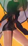  1girl amino_(tn7135) ass blonde_hair breasts fate/grand_order fate_(series) glowing glowing_eye highres jacket jeanne_d&#039;arc_(alter)_(fate) jeanne_d&#039;arc_(fate)_(all) looking_at_viewer solo thighs yellow_eyes 