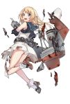  1girl ass beret blonde_hair blue_eyes burnt_clothes dress hat jervis_(kantai_collection) kantai_collection konishi_(koconatu) machinery official_art panties sailor_dress solo torn_clothes turret underwear white_panties 